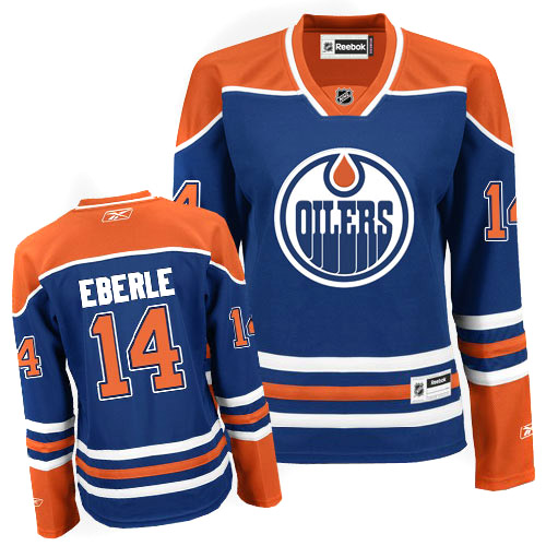 Womens Reebok Edmonton Oilers 14 Jordan Eberle Authentic Royal Blue Home NHL Jersey